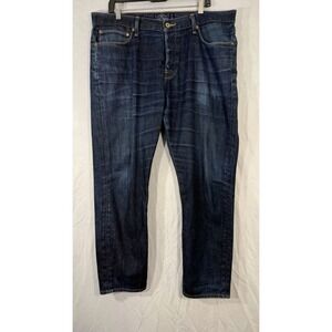 Lucky Brand 1 Authentic Skinny Jeans Men's Size 38x30 Button Fly Dark Wash Blue